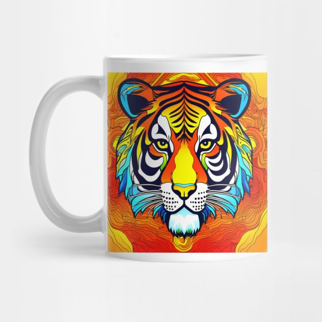 Psychedelic Art Tiger Head by Ruggeri Collection